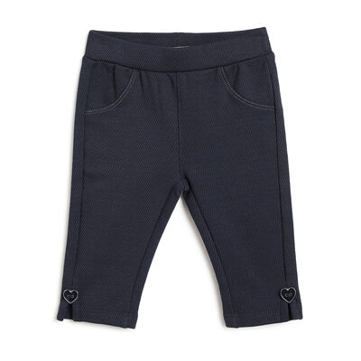 Girls Dark Blue Solid Long Trousers